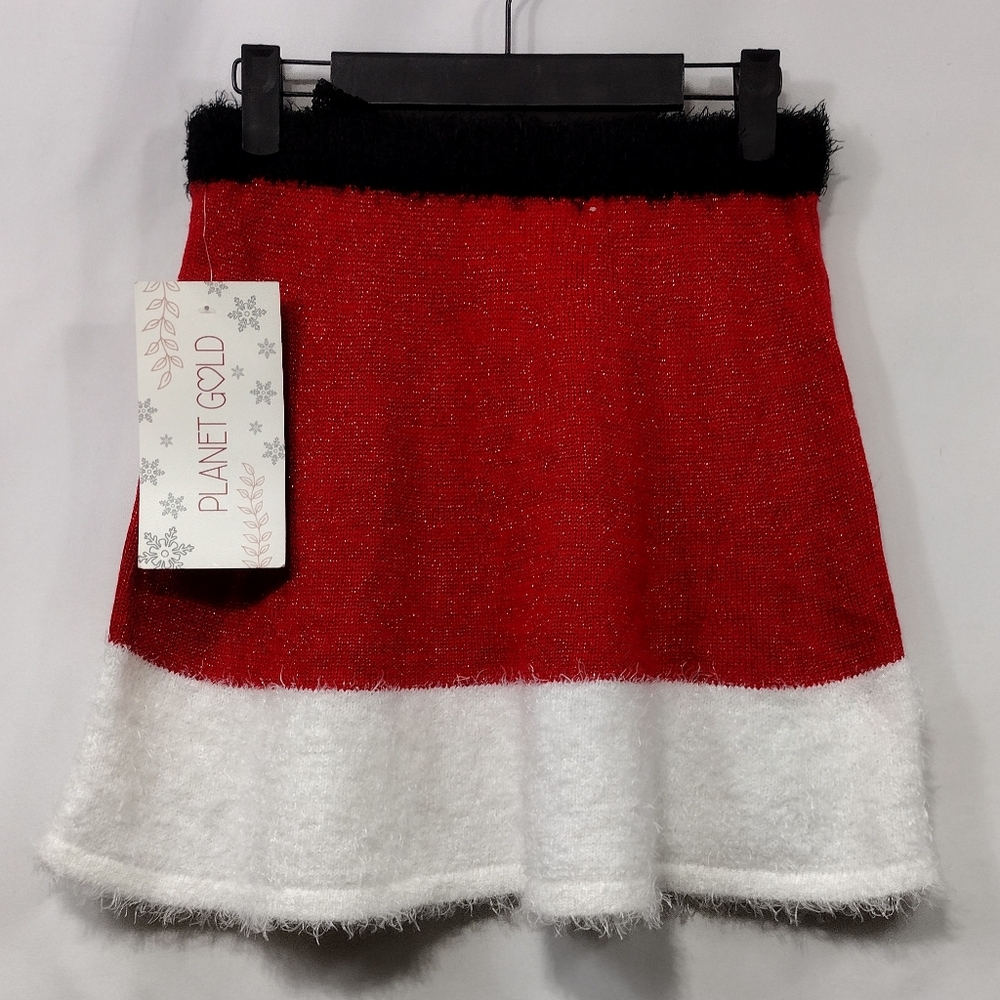 NWT Planet Gold Santa Knit Mini Skirt Women's XS Red White Christmas Holiday - Picture 5 of 7